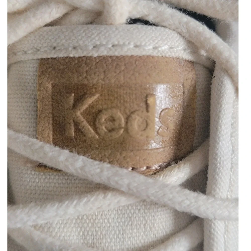 Keds Double Up Baseball Sneakers Off White Canvas Red Stitching Youth Size 2M